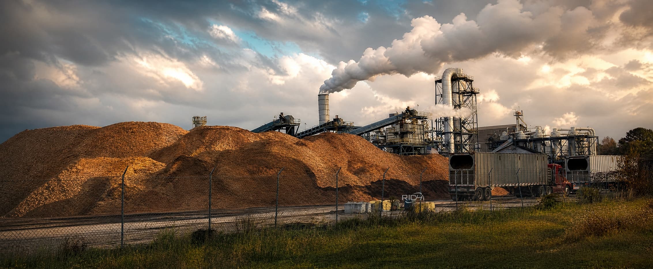 wood pellet production line in banner