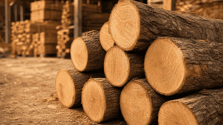 logs raw materials of wood pellet production line