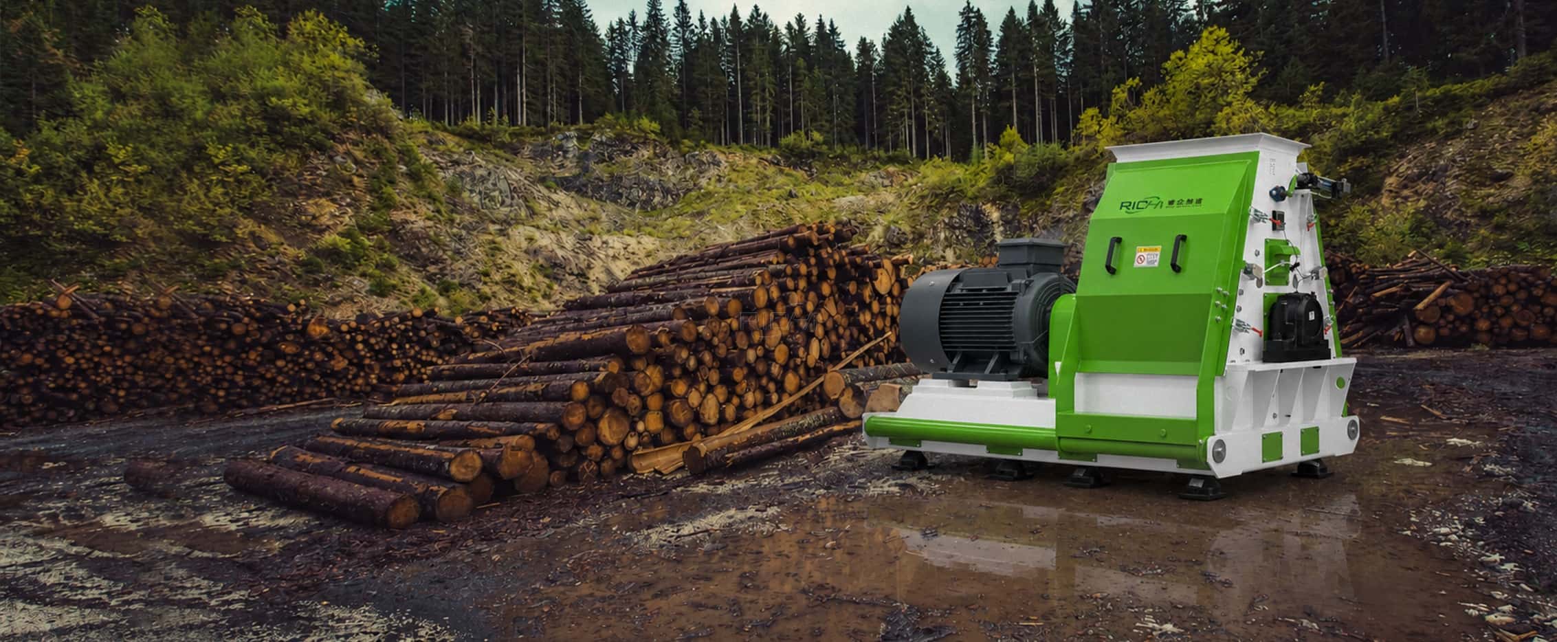 tree crusher machine in banner